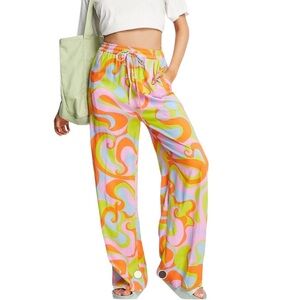 NATIVE YOUTH Colorful Swirl Wide Leg Pants Size Small